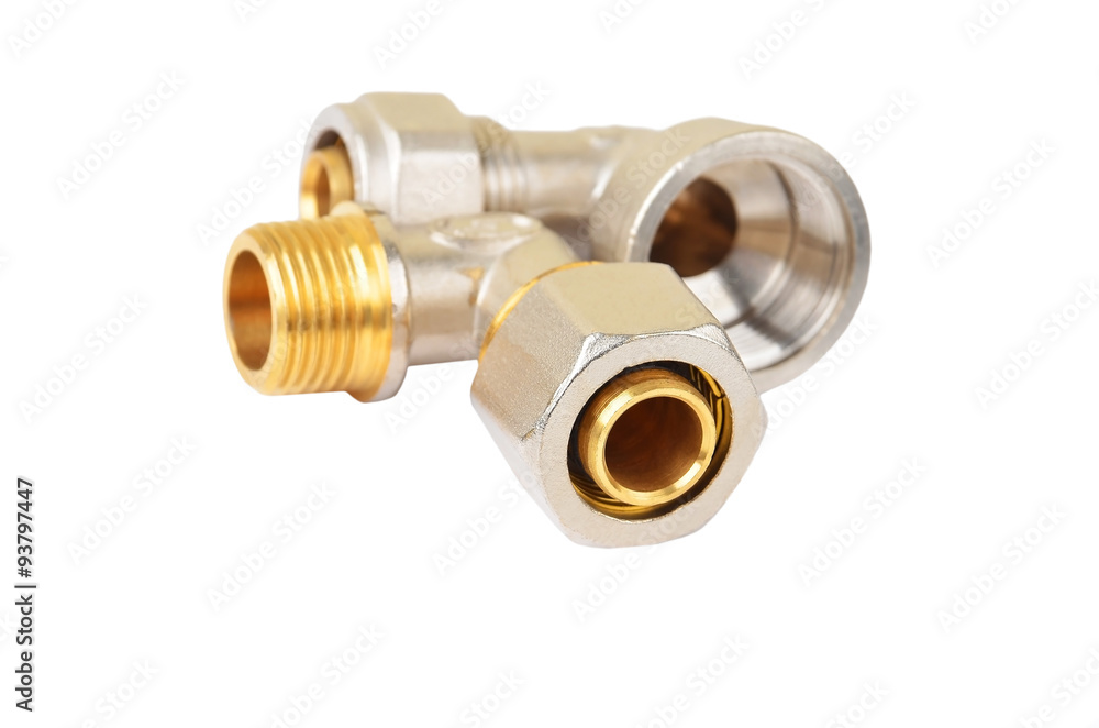 Angle plumbing fitting, isolated on white background Angle plumbing fitting, isolated on white background