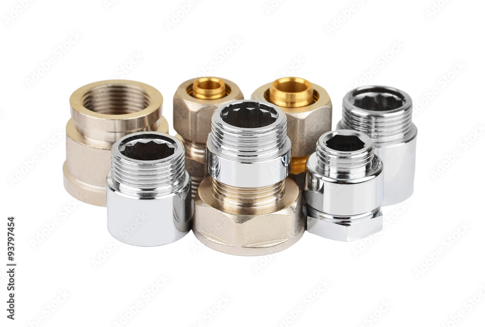 Set of plumbing fitting, isolated on white background Set of plumbing fitting, isolated on white background