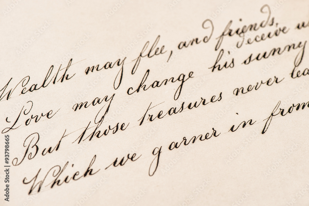 Old letter with handwritten text. Grunge vintage texture