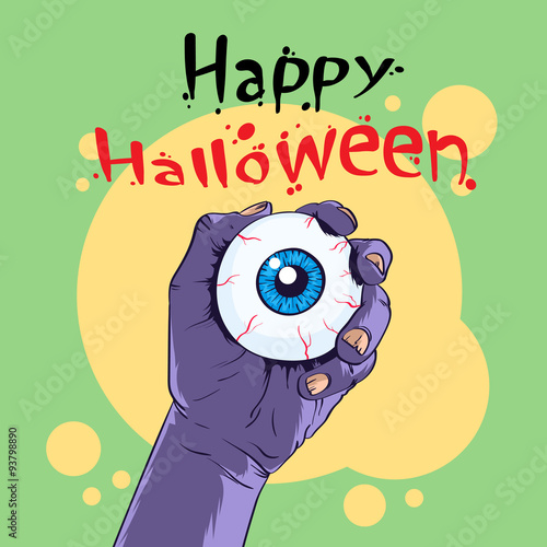 Zombie Hand Hold Eye Halloween Banner