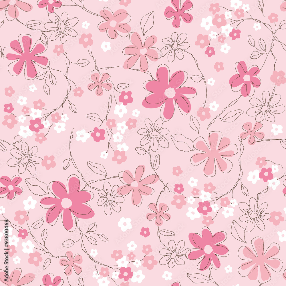 The repeat design of an floral pattern Color Pink