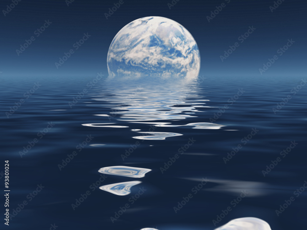 Fototapeta premium Terraformed Moon from Earth or Exo Solar Planet