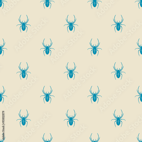 Seamless geometric pattern with a spider. © volkovslava