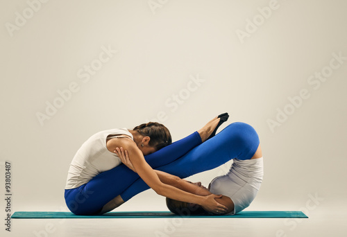 yoga in pair. floor