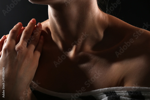 Woman's decollete zone closeup