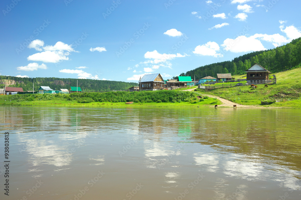 Fototapeta premium Hay River. Russia, South Ural.