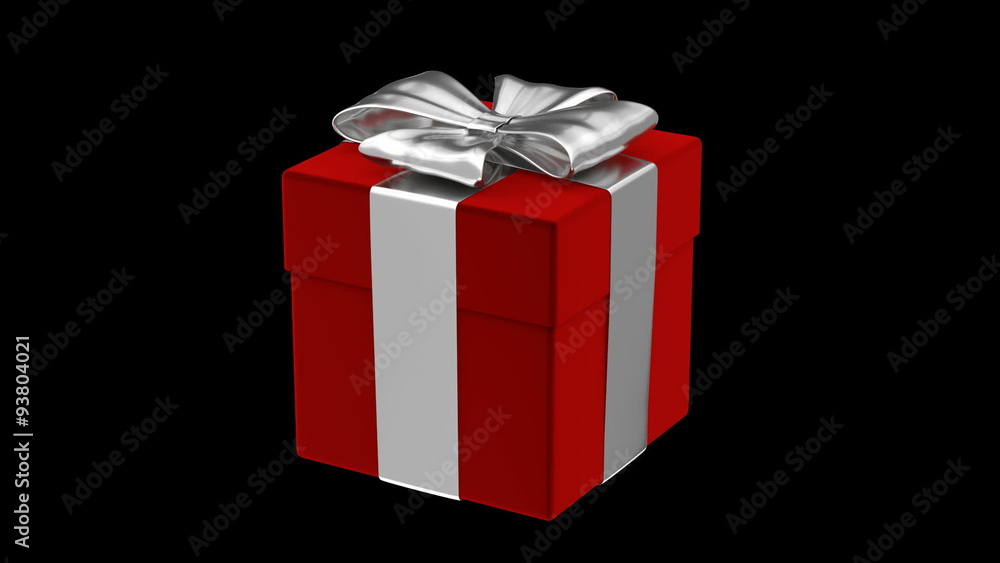 Red gift box 3D animation with alpha mask Red gift box 3D animation with alpha mask