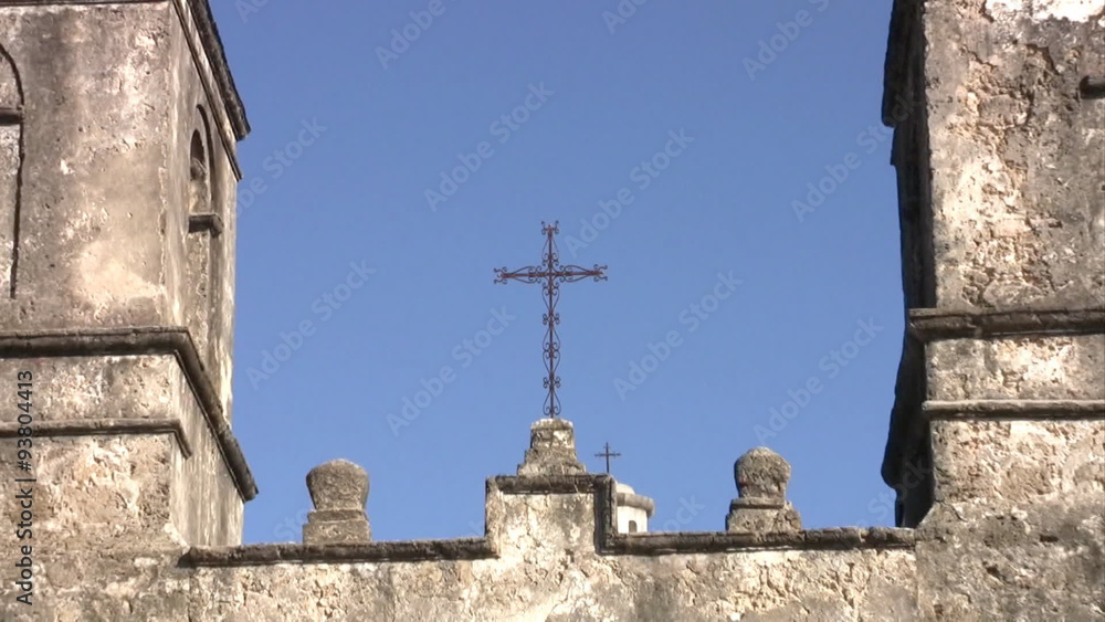 Mission Concepcion zoom from cross pan down zoom door HD Mission Concepcion zoom from cross pan down zoom door HD