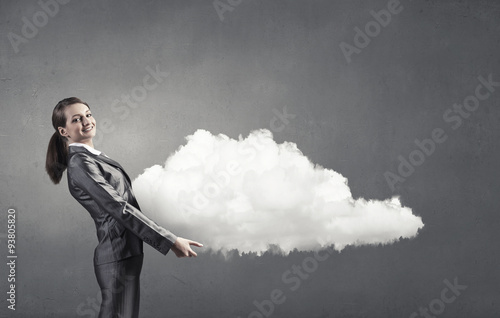 Woman hold cloud