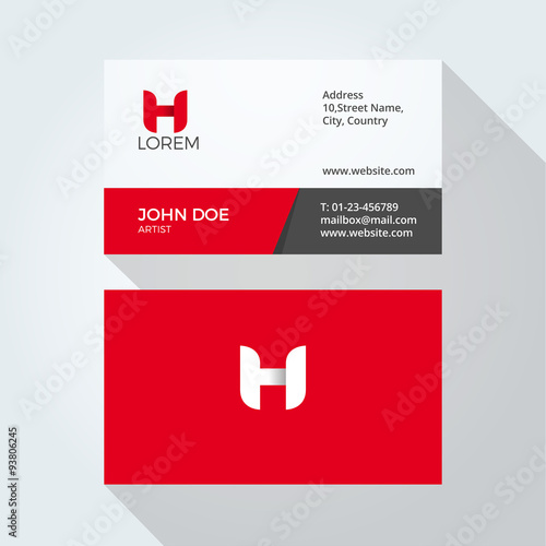 H Letter Logo Modern Simple Abstract. Corporate Business card design template