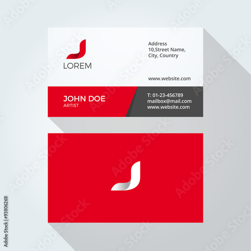 J Letter Logo Modern Simple Abstract. Corporate Business card design template