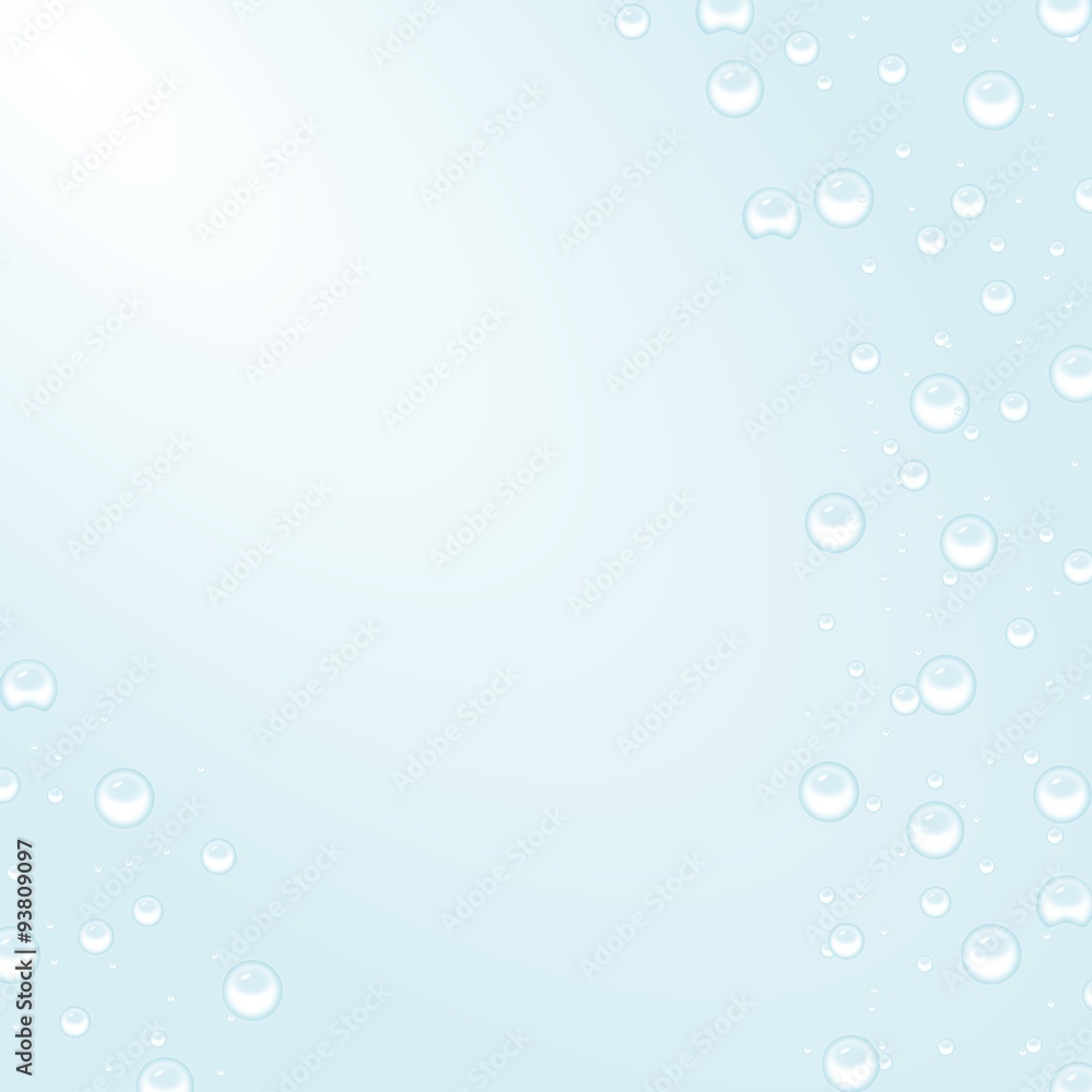 Air bubbles under blue water