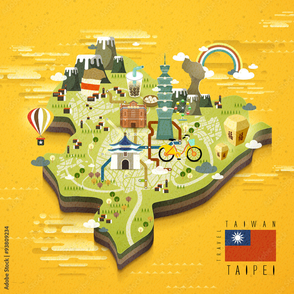 Obraz premium Taipei travel map