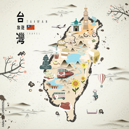 Canvas Print Taiwan travel map