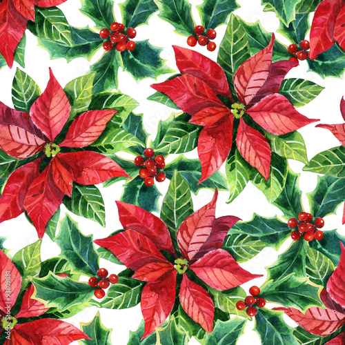 Christmas poinsettia  watercolor flower