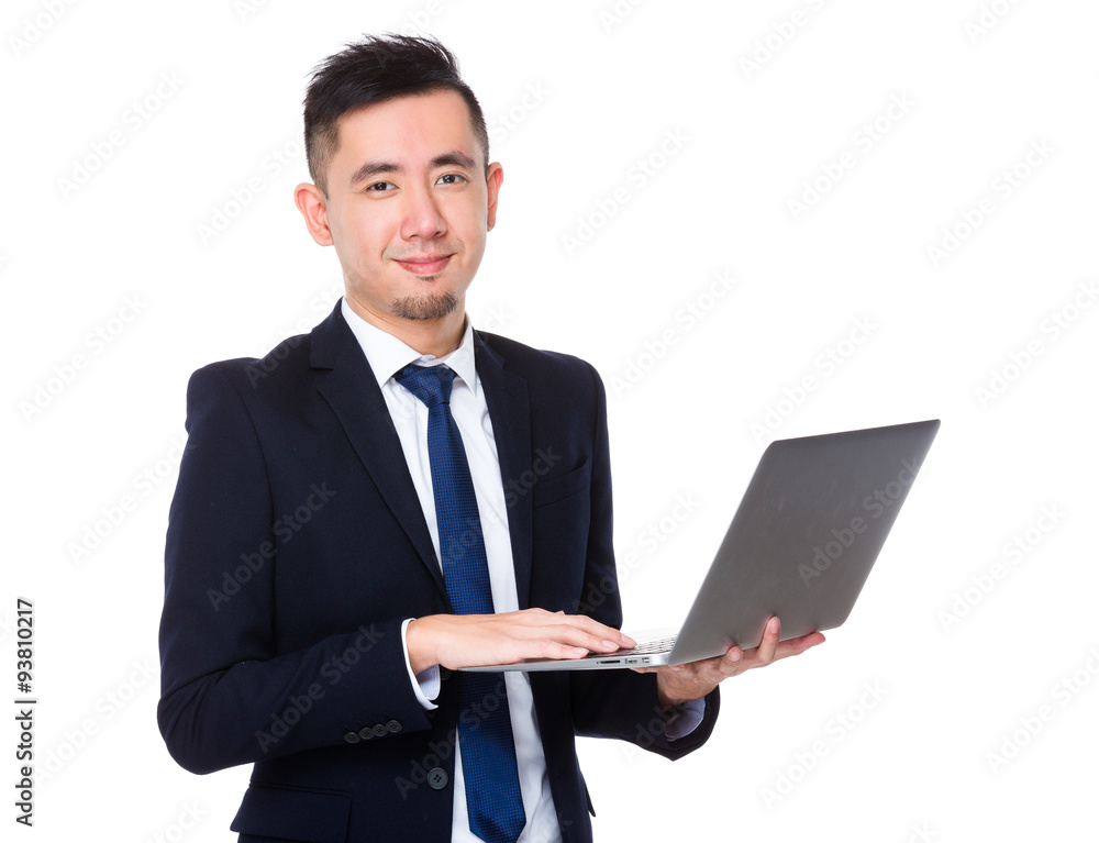 Businessman use of the notebook computer Businessman use of the notebook computer