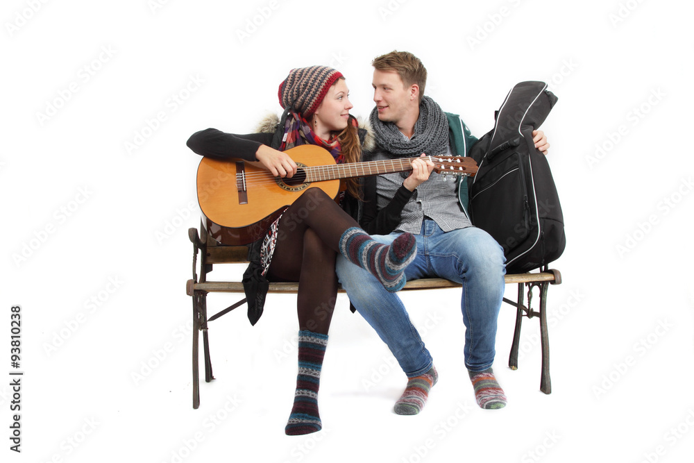 Naklejka premium Freunde machen zusammen Musik