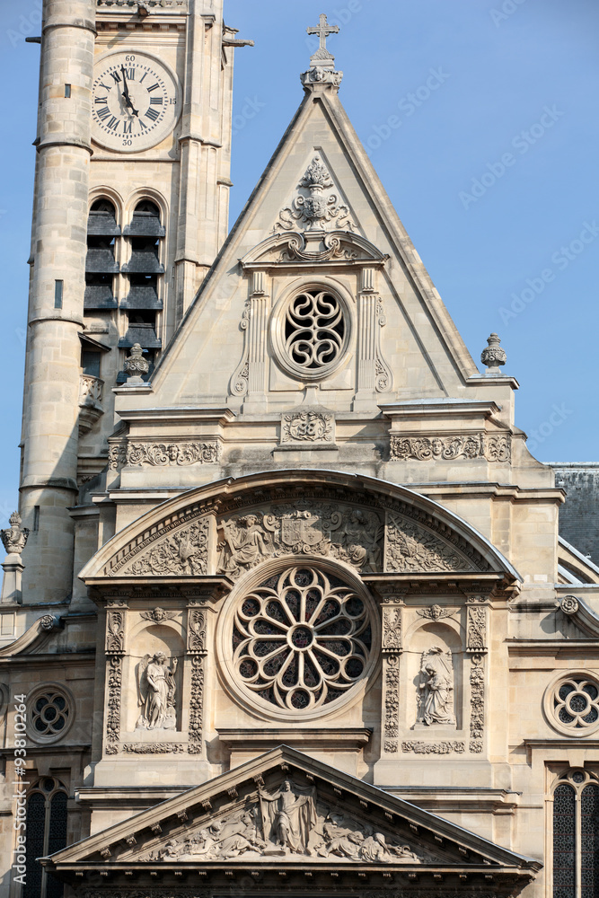 Church of Saint-Etienne-du-Mont in Paris near Pantheon. It contains shrine of St. Genevieve - patron saint of Paris
