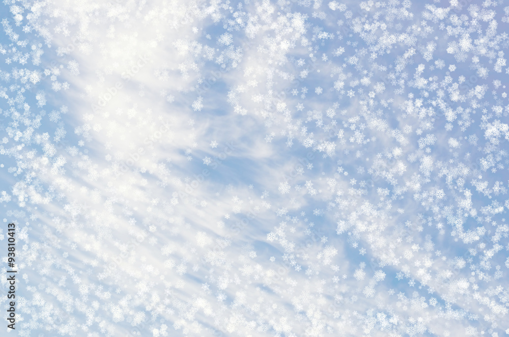 Obraz premium Falling snowflakes on blue background