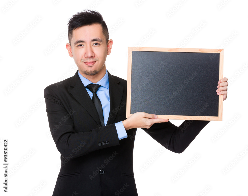 Businessman show with the blackboard Businessman show with the blackboard