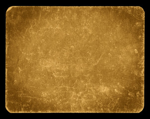 Vintage banner or background isolated on black with clipping path, rich grunge texture, antique paper mounted onto cardboard, suitable for Photoshop blending purposes, hi res.