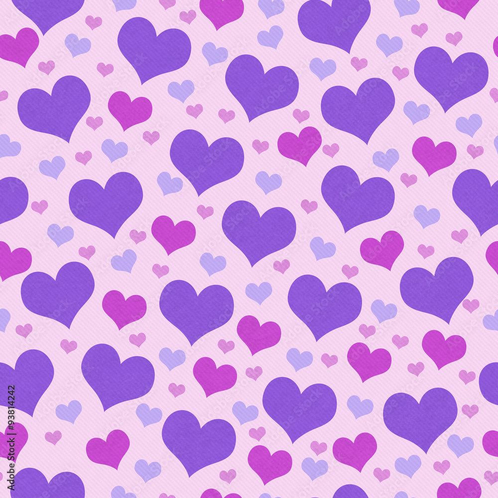 Purple and Pink Hearts Tile Pattern Repeat Background