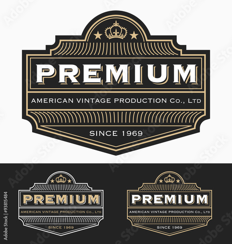 Vintage Badge logo label design  for Premium Product, Whiskey, Beer, Brewery Brand, Wine and other product. Resize able and free font used. Vector illustration
