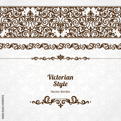 Canvas Print Vector ornate seamless border in Victorian style.