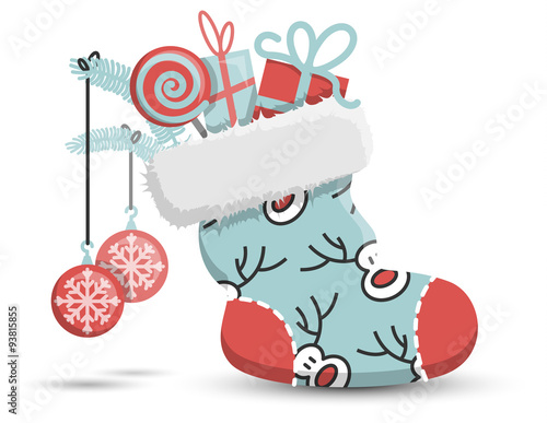 Weihnachten Socke Nikolaus gefüllt Vektor