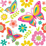 spring pattern with cute butterflies suitable for gift wrap or wallpaper background.  EPS 10 & HI-RES JPG Included 
