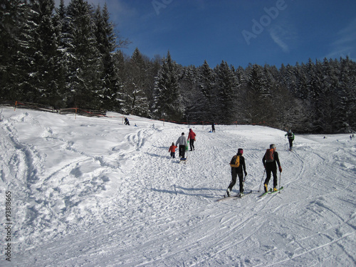 Young people taking a winter walk, rear view © lakalla