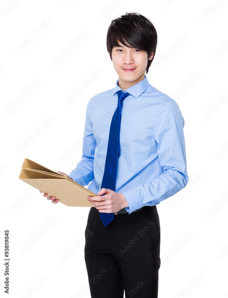 Asian Young Businesswoman hold with document work Asian Young Businesswoman hold with document work