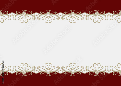 Red background border with seamless swirly pattern
