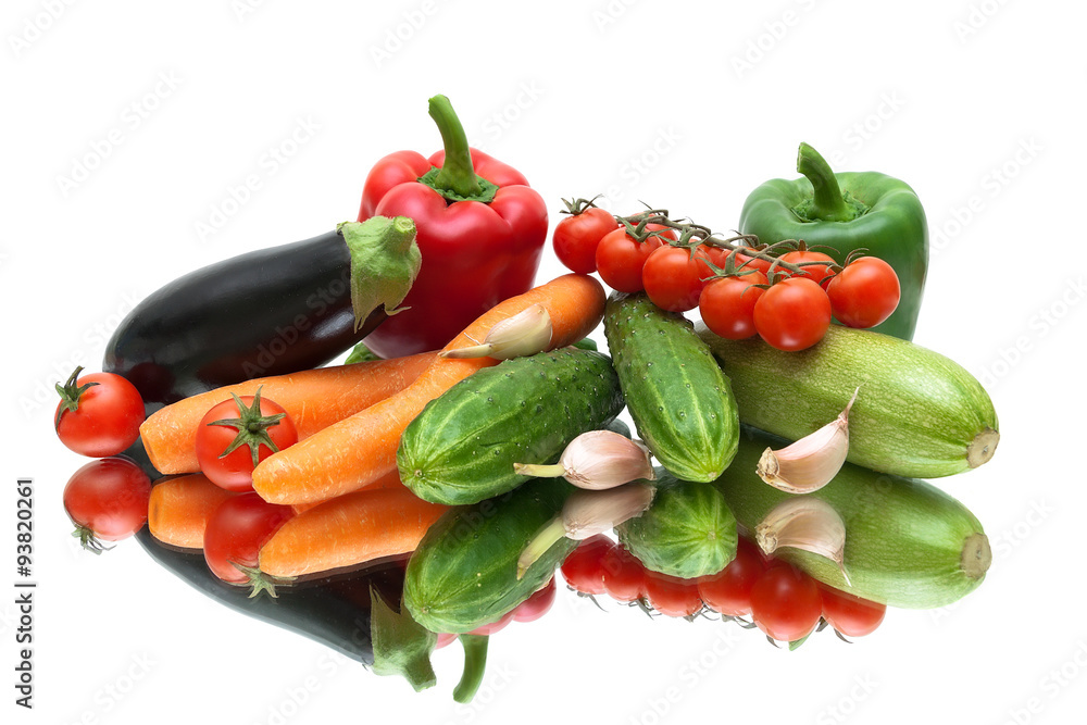 ripe vegetables close-up on a white background