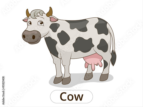 Cow animal cartoon illustration for children