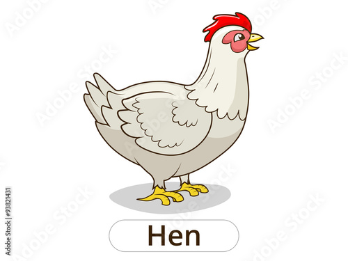 Hen animal cartoon illustration for children
