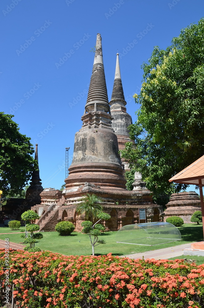 Ancient Buddhist stupas in Ayutthaya, the former capital of Thailand