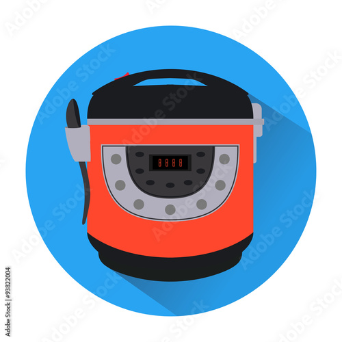 icon red multicooker in the blue circle