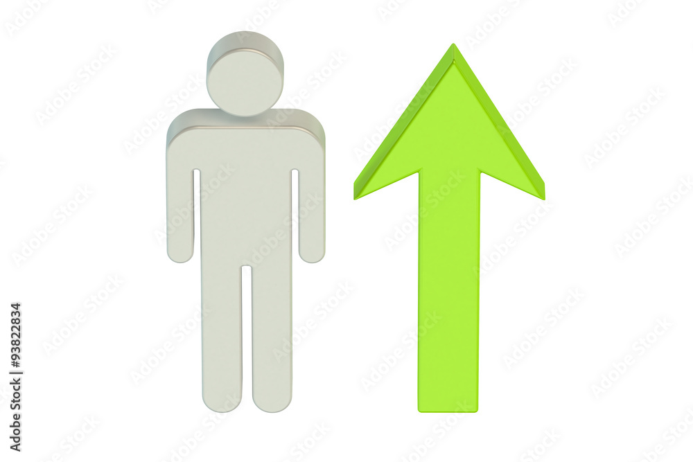 Man with growing arrow Man with growing arrow
