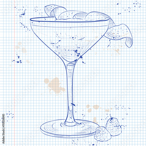Clover Club Cocktail on a notebook page