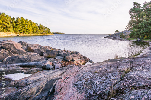 Overlooking the Baltic sea in early morning from a small rocky island in Sweden