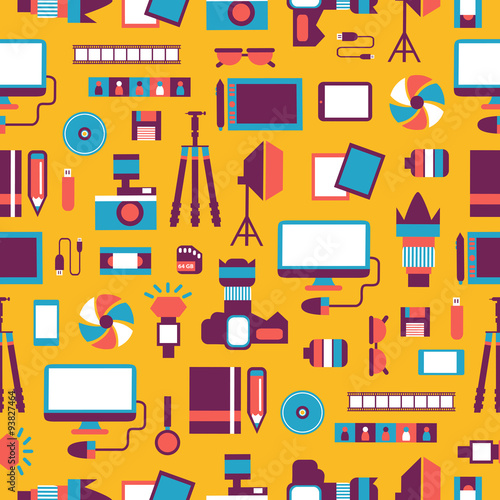 Seamless pattern with photo equipment.