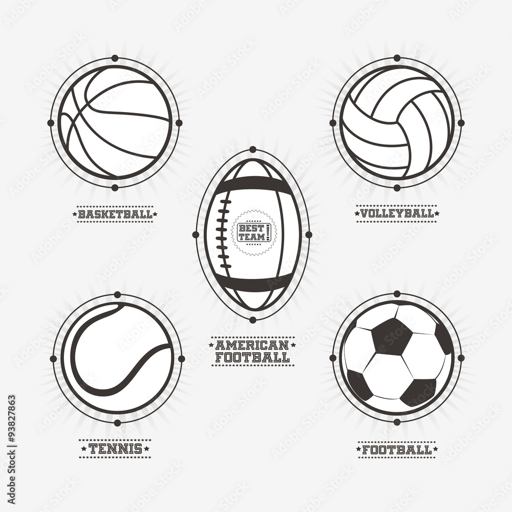 Fototapeta premium Sports balls logos, emblem.