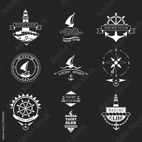 Set of yacht club logos.