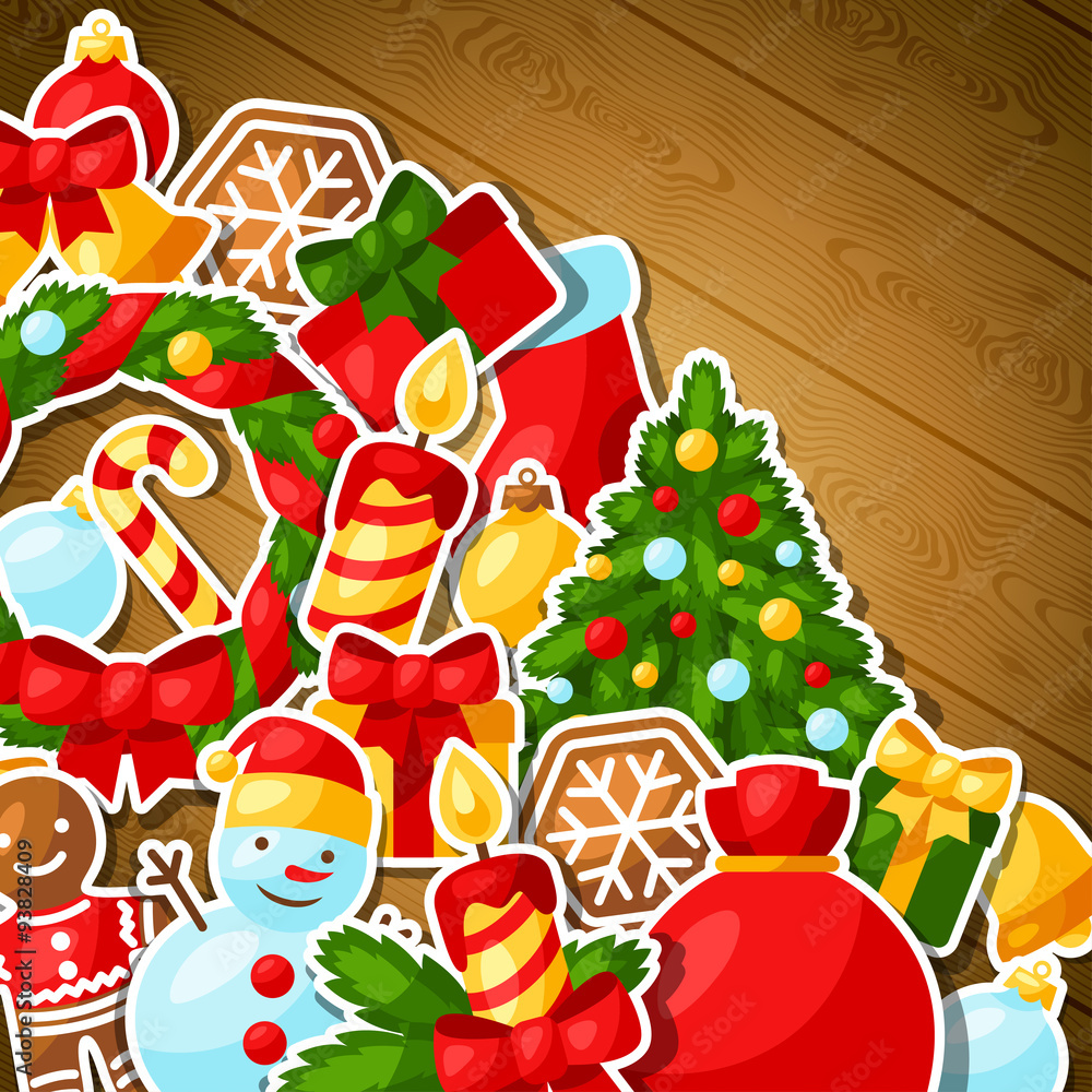 Merry Christmas and Happy New Year sticker template for