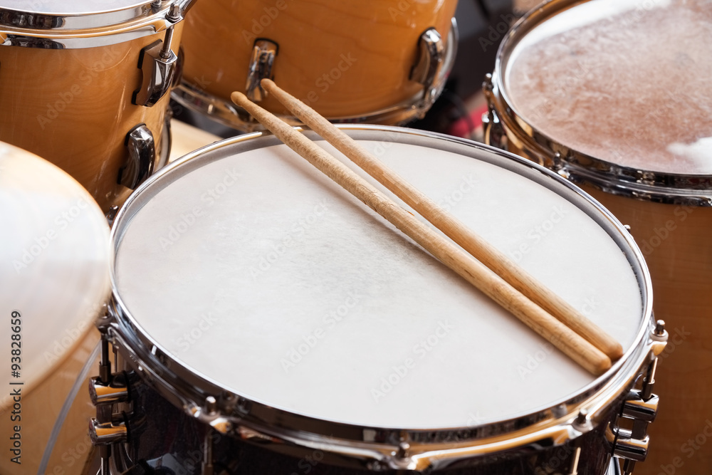 Sticks On Drum In Recording Studio Sticks On Drum In Recording Studio