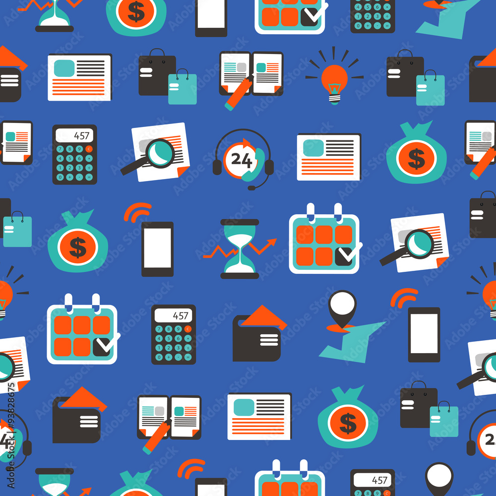 Seamless pattern with accountancy equipment.