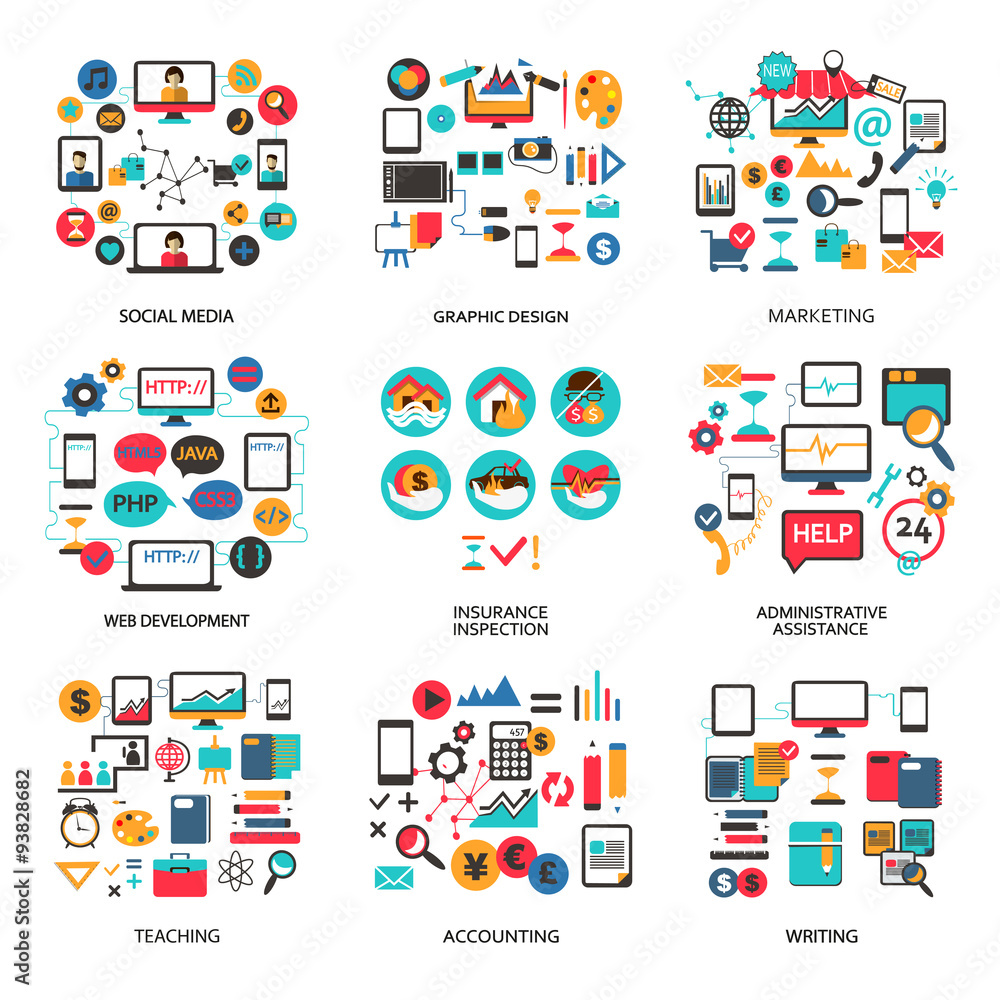 Set of elements for freelance job, career Set of elements for freelance job, career
