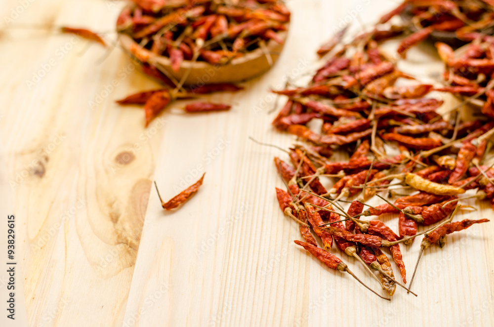 Dried chili peppers background.  Thai food seasoning.