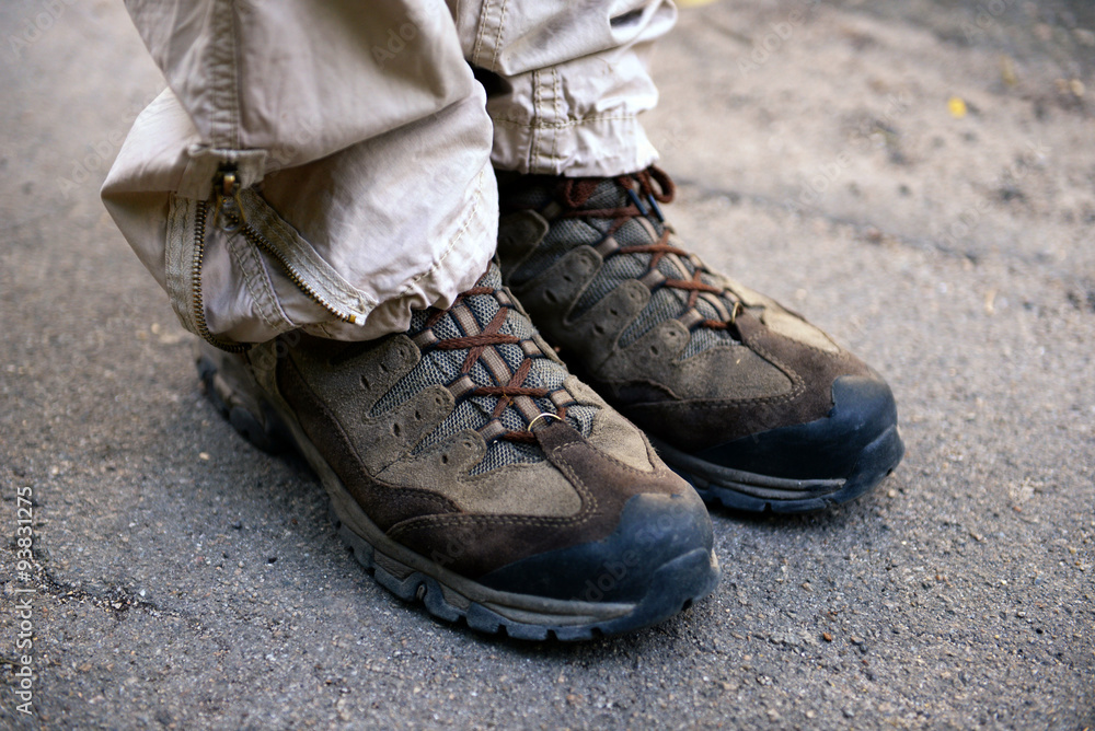 Man's legs on the road